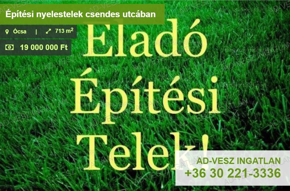 Ócsa Eladó  Telek/földterület  Ócsa Eladó  Telek/földterület Pest megye 